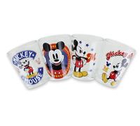 Disney Mickey Mouse Vintage Loghi 4 Pezzi Mini Vetro Set