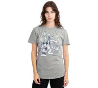 Disney Mickey Mouse Vintage Merry, Bright And Tied Up in Lights Ladies T Shirt, Grigio (Athletic Heather), XL Donna