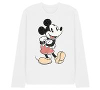Disney Mickey Mouse Vintage Mickey Unisex Manica Lunga T Shirt, Bianco, XL