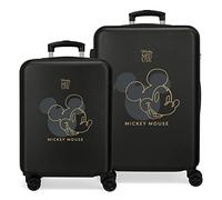 Disney Mickey Outline Set di valigie Nero 55/65 cm Rigida ABS Chiusura a combina
