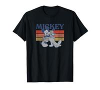 Disney Mickey & Pluto Black & White Colored Stripes Maglietta