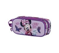 Disney Minni Mouse Butterflies-Astuccio 3D Doppio, Lilla, 22 x 9.5 cm