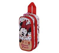 Disney Minni Mouse Flowered-Astuccio 3D Doppio, Rosso, 22 x 10 cm