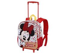 Disney Minni Mouse Flowered-Zainetto 3D con Ruote Piccolo, Rosso, 26 x 34 cm, Capacità 7 L