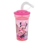 DISNEY MINNIE 005771 - Bicchiere con cannuccia, 400 ml, per bambini, riutilizzabile, colore: chiaro