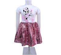 Disney Minnie Abito Cotone Vestito Paillette Festa Elegante Bambina 4-9anni Tutu
