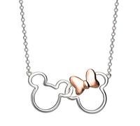 Disney Minnie And Mickey NF00287TL-18 - Collana placcata in argento e oro rosa, Ottone