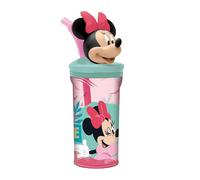 Disney Minnie Borraccia Bicchiere con Cannuccia in plastica 360 ml figura 3D personaggio