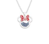 Disney Minnie CF00308SSEPL-Q.PH - Collana in Ottone Placcato Argento con Fiocco in Smalto Rosso, Misura Unica, Ottone, Senza Pietre preziose