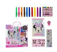 Set di cancelleria ispirato a Minnie - Rosa - 30 x 30 x 2,5 cm - Include un taccuino con fogli da colorare, pennarelli, adesivi e molto altro - Prodotto originale Designed in Spain