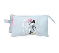 Joumma Disney - Astuccio a 3 scomparti, motivo: Minnie Happy, blu, 22 x 12 x 5 cm, in poliestere, blu, Talla única, Blu, taglia unica, Astuccio triplo