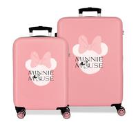 Disney Minnie Heads Valigia per bambini Rigida Chiusura a combinazione laterale 4 ruote Bagagli a Mano è realizzato in ABS, un materiale rigido e leggero., Rosa, Taglia unica, Set valigie