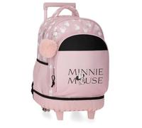 Disney Minnie Heads Zaino per bambini, zaino scolastico, realizzato in poliestere, tasche laterali, spalline larghe regolabili, maniglia superiore per appenderla, sistema magic Fix., Rosa, Taglia