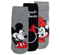 Disney Minnie & Mickey Mouse - Calze da ginnastica da donna, colore grigio/nero (confezione da 3), grigio/nero, 39-42
