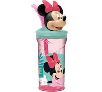 Disney Minnie Mouse 360ml Pink Plastic Cup with Straw and 3D Character Figure