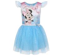 DISNEY Minnie Mouse Abito blu in tulle a maniche corte, vestito da bambina