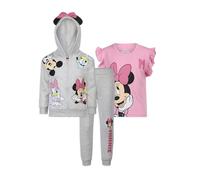 Disney Minnie Mouse and Friends Felpa con cappuccio, maglietta e pantaloni per bambine e grandi, rosa e grigio chiaro, Colore: rosa., 2 anni