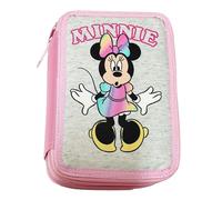 Disney Minnie Mouse Astuccio Rosa Arcobaleno Completo 2 zip Accessori Scuola