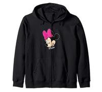 Disney Minnie Mouse Big Face Smile Pink Bow Felpa con Cappuccio