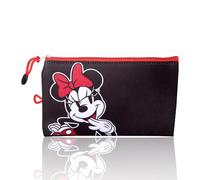 Disney Minnie Mouse Borsa Trucco Licenza Ufficiale, Nero Neoprene Zip Pouch per Viaggio Viaggio
