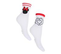 Disney Minnie Mouse - Calzini da tennis da bambina, 2 paia, bianco, 35-37