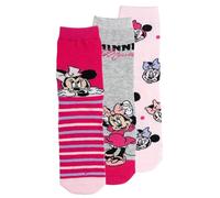 Disney Minnie Mouse calzini per bambine - calzini per bambini - calzini per sneaker, calzini rosa/grigio (confezione da 3), rosa/grigio, 27-30