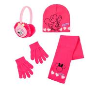 Disney Minnie Mouse Cappello, Sciarpa, Guanti e Paraorecchie per Ragazze, Berretto Invernale per Bambina Design Scintillante, Regalo per Bambine | Fuchsia