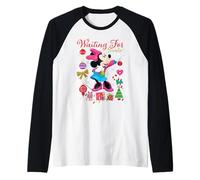 Disney Minnie Mouse Christmas Waiting for Santa Holiday Maglia con Maniche Raglan
