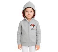 Disney Minnie Mouse - Giacca Felpata con Cappuccio e Zip da Bambina, Grigio con Stampa Glitterata