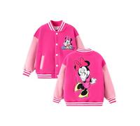 Disney Minnie Mouse - Giacca in pile per ragazze, stile Varsity Bomber Letterman, abbigliamento invernale con tasca, felpa classica con bottoni, 9-10 anni