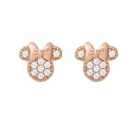 Disney Minnie Mouse Jewelry, Pink Gold Over Sterling Silver Cubic Zirconia Stud Earrings; Mickey's 90th Birthday Anniversary