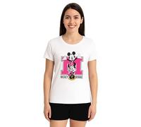 Disney Minnie Mouse Pigiama da donna - Pigiama a maniche corte con pantaloncini bianco/nero, bianco / nero, M