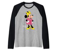 Disney Minnie Mouse Retro Character Cute Pose Trip Matching Maglia con Maniche Raglan