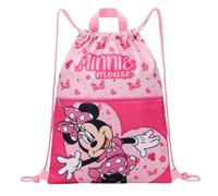 Disney Minnie Mouse - Sacca sportiva per l'asilo, borsa da palestra, zaino, borsa da gioco, borsa per scarpe, scomparto extra, mouse Minnie, grande apertura, leggera, Rosa-rosa, verschiedende
