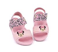 Disney Minnie Mouse Sandali Bambini Bambini | Bambina Leopard Animal Print Sliders Rosa con Cinturino di Supporto | Scarpe estive rosa Calzature