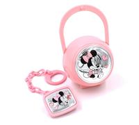 Disney Minnie Mouse Set Box e Spilla Porta Ciuccio con Catena Rosa