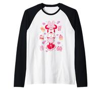 Disney Minnie Mouse Sweet Treats & Pink Hearts Coquette Maglia con Maniche Raglan