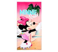 Disney Minnie Mouse Telo Mare, Asciugamano da Bagno, 70 x 140 cm, 100% Cotone, Multicolore (Roller Blade)