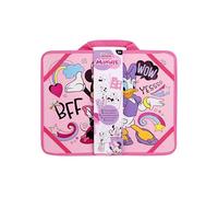 Disney Minnie Mouse, valigetta creativa, tavolo da viaggio con penne e adesivi, set da pittura per ragazze con stencil, set da disegno portatile per bambini, divertimento fai da te con Minnie e