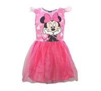 Disney Minnie Mouse - Vestito estivo da bambina (taglia 104-134) - Gonna scintillante in tulle con glitter e stampa minnie, 100% poliestere, Colore: rosa., 128-134 cm