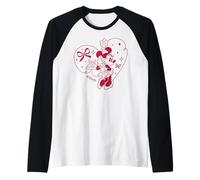Disney Minnie Mouse XOXO Heart Coquette Valentine's Day Maglia con Maniche Raglan