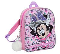 Disney Minnie Mouse - Zaino per ragazze con fiocco di paillette e glitter, per scuola, asilo nido, porta pranzo, junior, con pon pon a forma di unicorno, Rosa, One Size