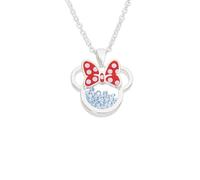 Disney Minnie Silver Plated Brass with Red Enamel Bow December Birthstone Floating Stone Necklace CF00308SDECL-Q.PH