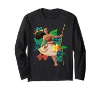 Disney Moana Floral Island Background Moana Leans From Rope Maglia a Manica