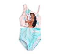 Disney Costume da Bagno Intero per Ragazze Moana Rosa e Turchese | Costumi da Bagno con Design a Onde Floreali Best Friends | Costume da Bagno Asimmetrico Senza Maniche - 3-4 Anni