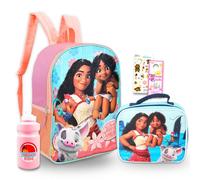 Disney Moana - Zaino con portapranzo, set con zaino da 38,1 cm, borsa per il pranzo, adesivi, bottiglia d'acqua, altro ancora | Zaino per la scuola Moana per ragazze e bambini, Multicolore, Moana