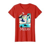Disney Mulan Action Panels Maglietta, Donna, Rosso, S