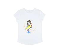 Disney Mulan And Mushu Women's Organic Rolled Sleeve T-Shirt, White, XL