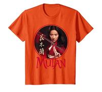 Disney Mulan Live Action Mulan Circle Ritratto Logo Maglietta, Bambini, Arancio, 4 anni