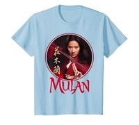 Disney Mulan Live Action Mulan Circle Ritratto Logo Maglietta, Bambini, Celeste, 4 anni